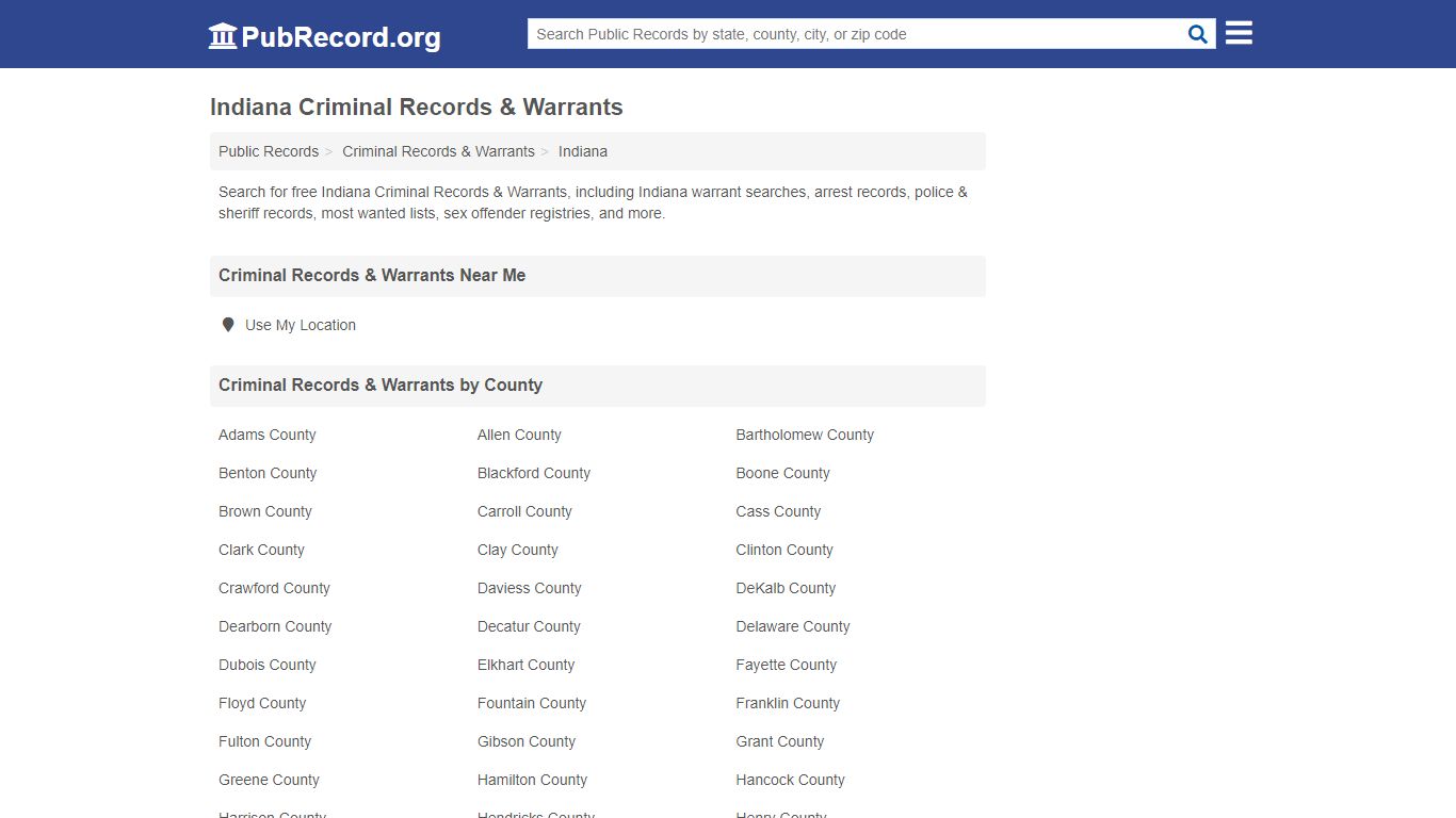 Free Indiana Criminal Records & Warrants - pubrecord.org